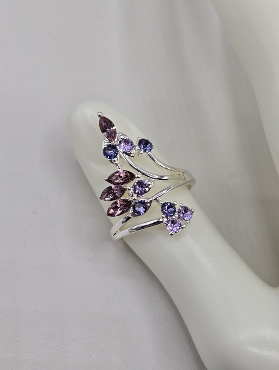 Swarovski Jewelry - Swarovski Crystal Elements Silver Statement Ring Purple Size 8.75 Prom Wedding